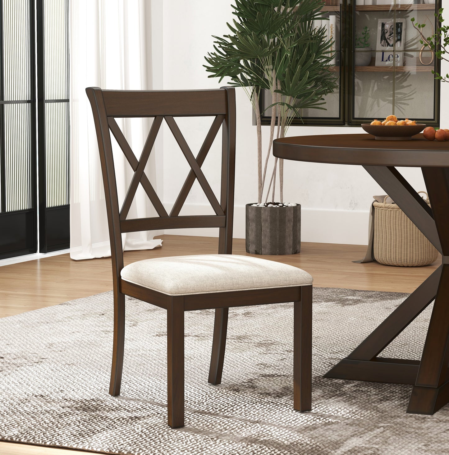 Windvale Upholstered Cross-back Dining Chair, Set of 2