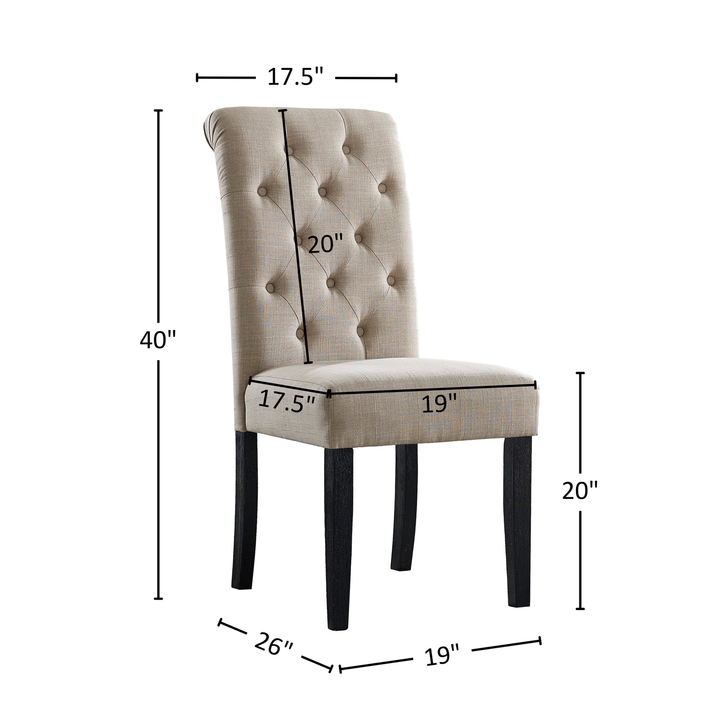 Leviton Solid Wood Tufted Asons Dining Chair (Set of 2), Tan
