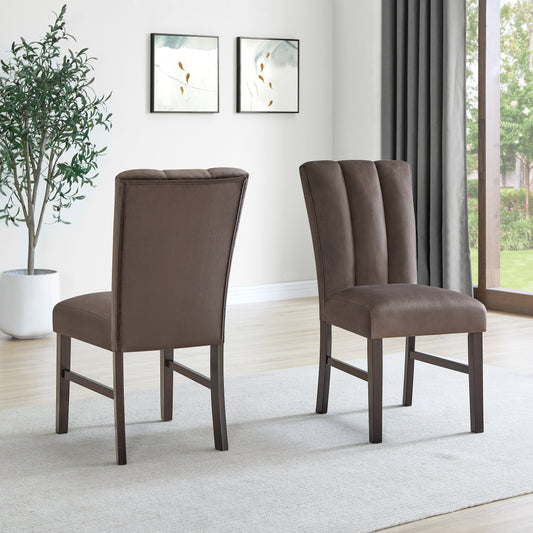 Roundhill Furniture Strata Velvet Upholstered Dining Chairs, Set of 2, Chocolate