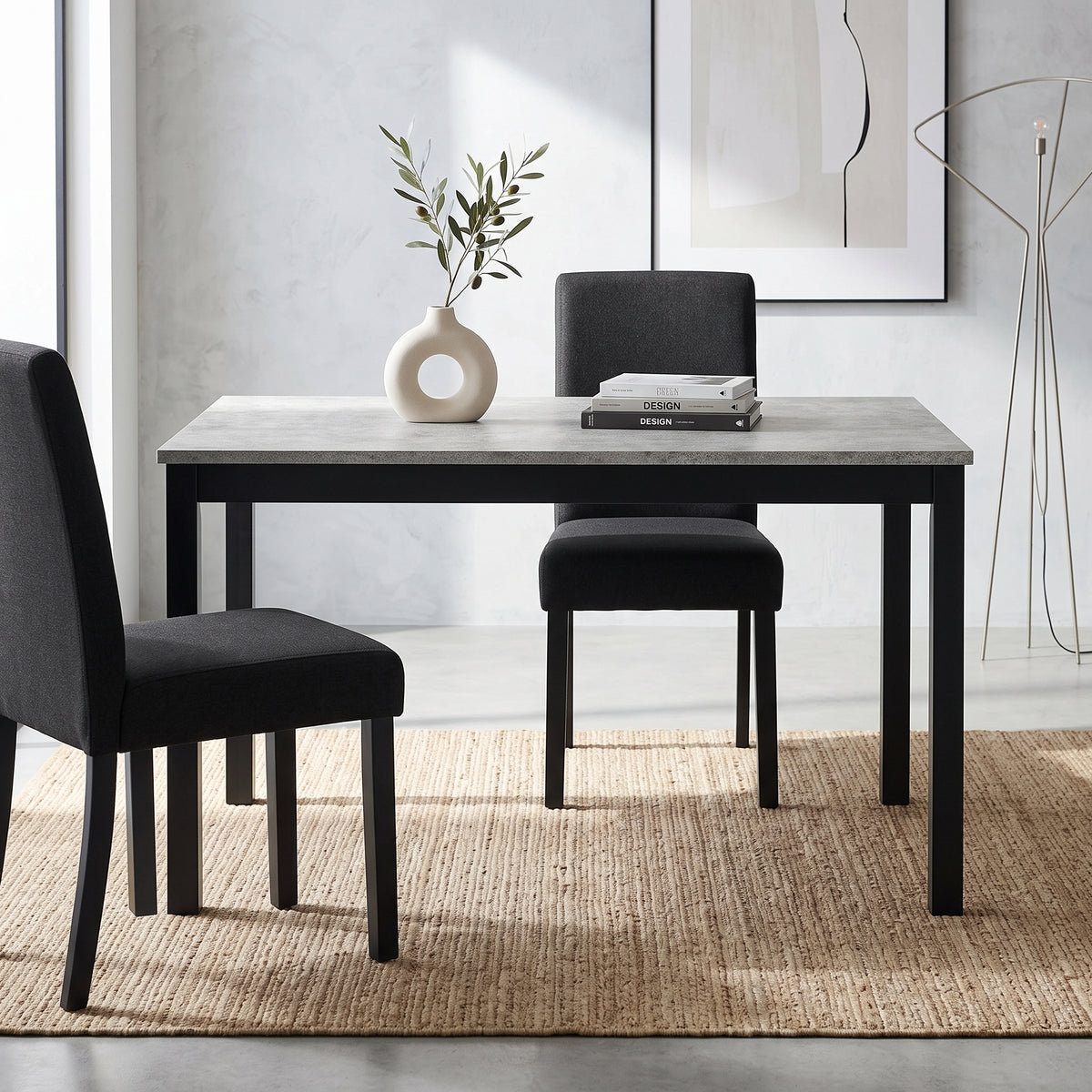 Roundhill Furniture Flint Modern Upholstered Dining Chairs, Set of 2, Black