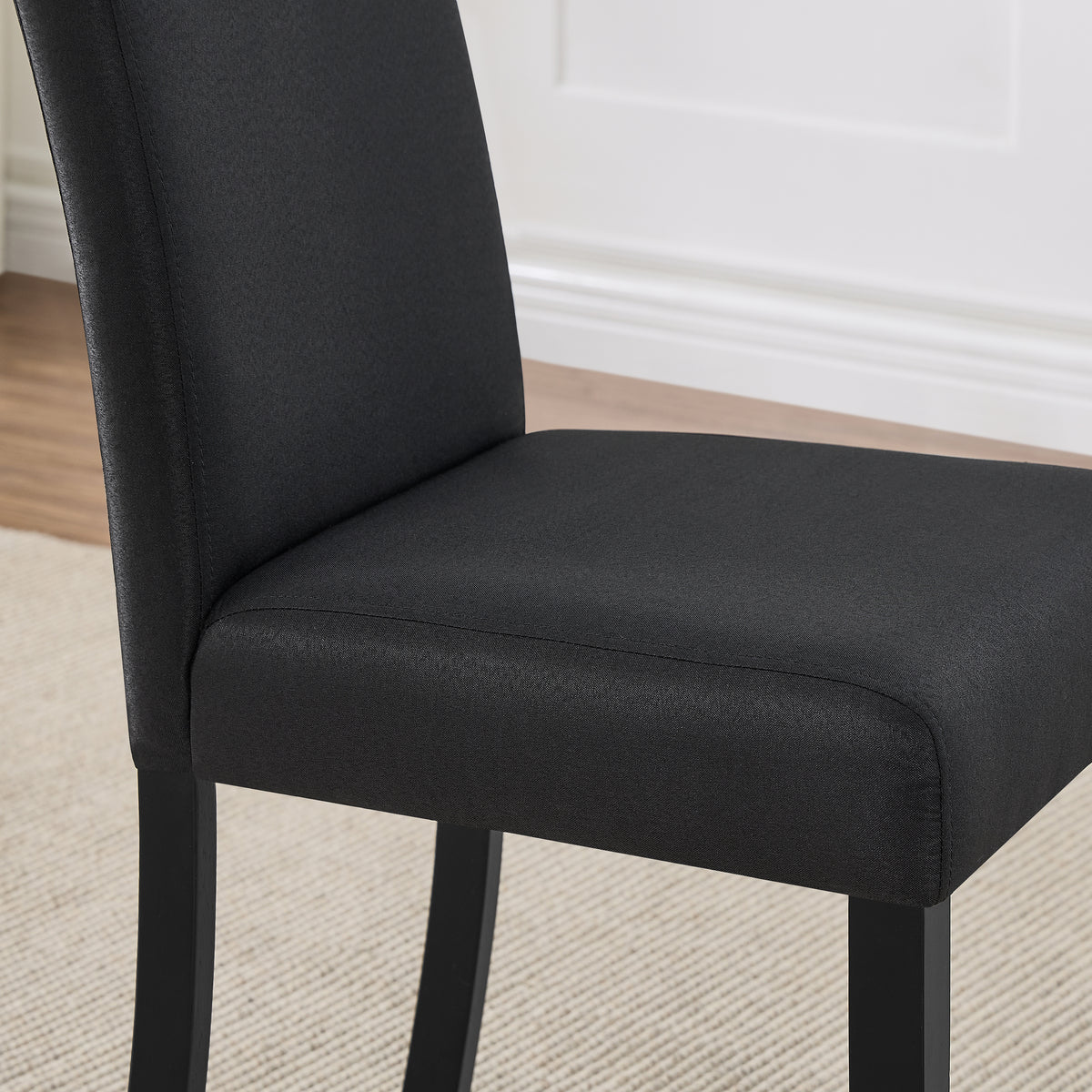 Roundhill Furniture Flint Modern Upholstered Dining Chairs, Set of 2, Black
