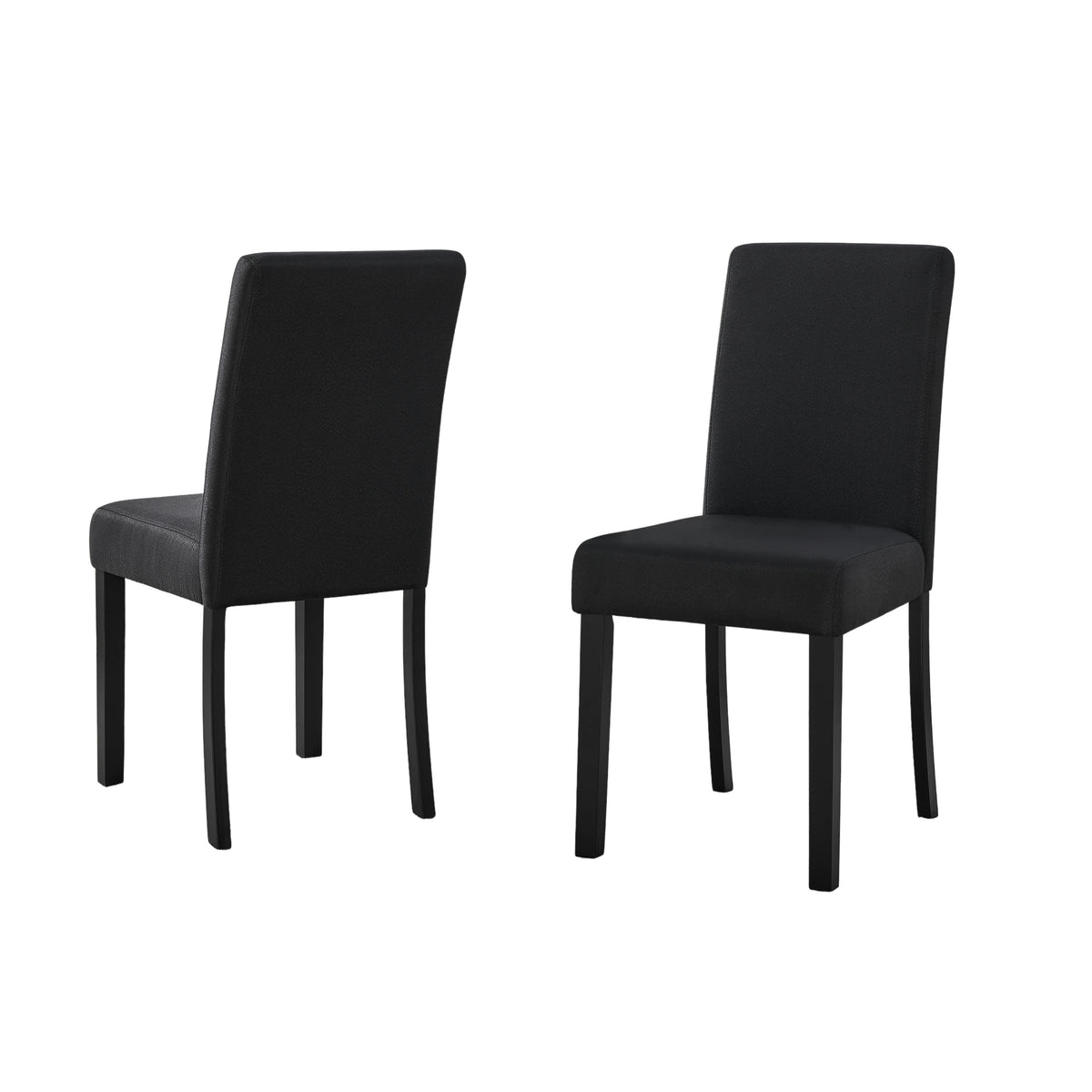 Roundhill Furniture Flint Modern Upholstered Dining Chairs, Set of 2, Black