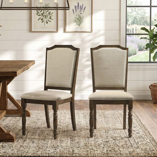 Roundhill Furniture Iris Turned Leg Wood Dining Chair, Set of 2