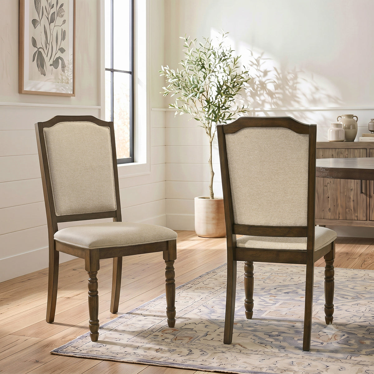 Roundhill Furniture Iris Turned Leg Wood Dining Chair, Set of 2
