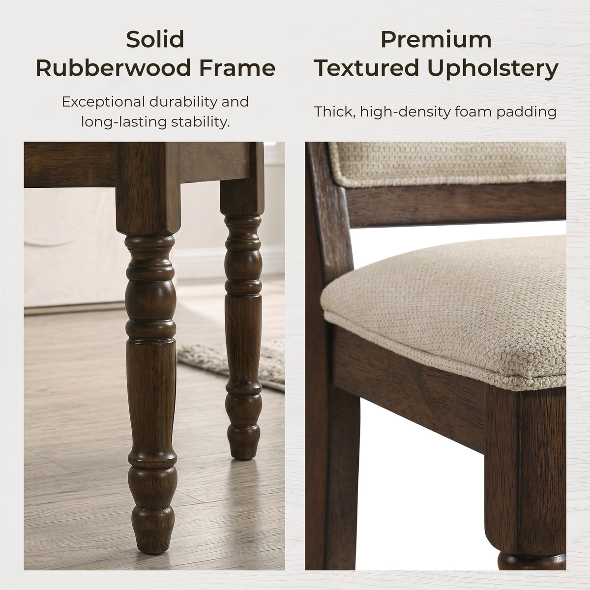 Roundhill Furniture Iris Turned Leg Wood Dining Chair, Set of 2