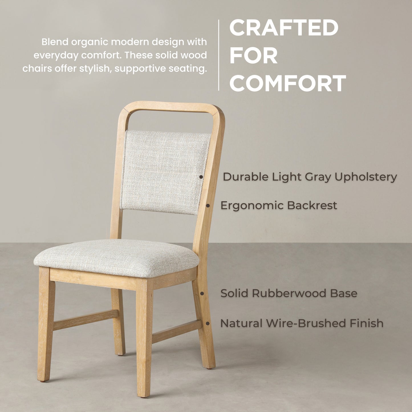 Roundhill Furniture Arden Solid Wood Frame Dining Chairs, Set of 2