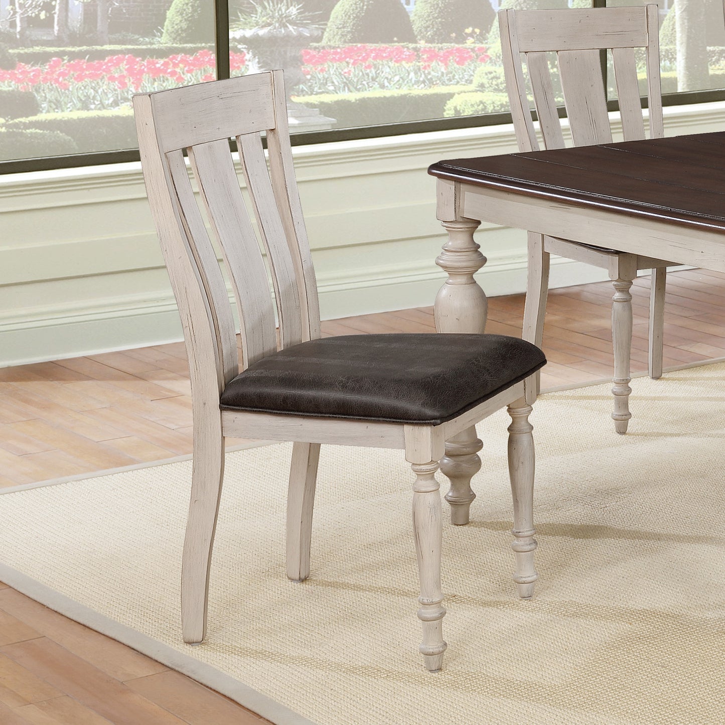 Arch Weathered Oak Turned Leg Dining Chair Set of 2