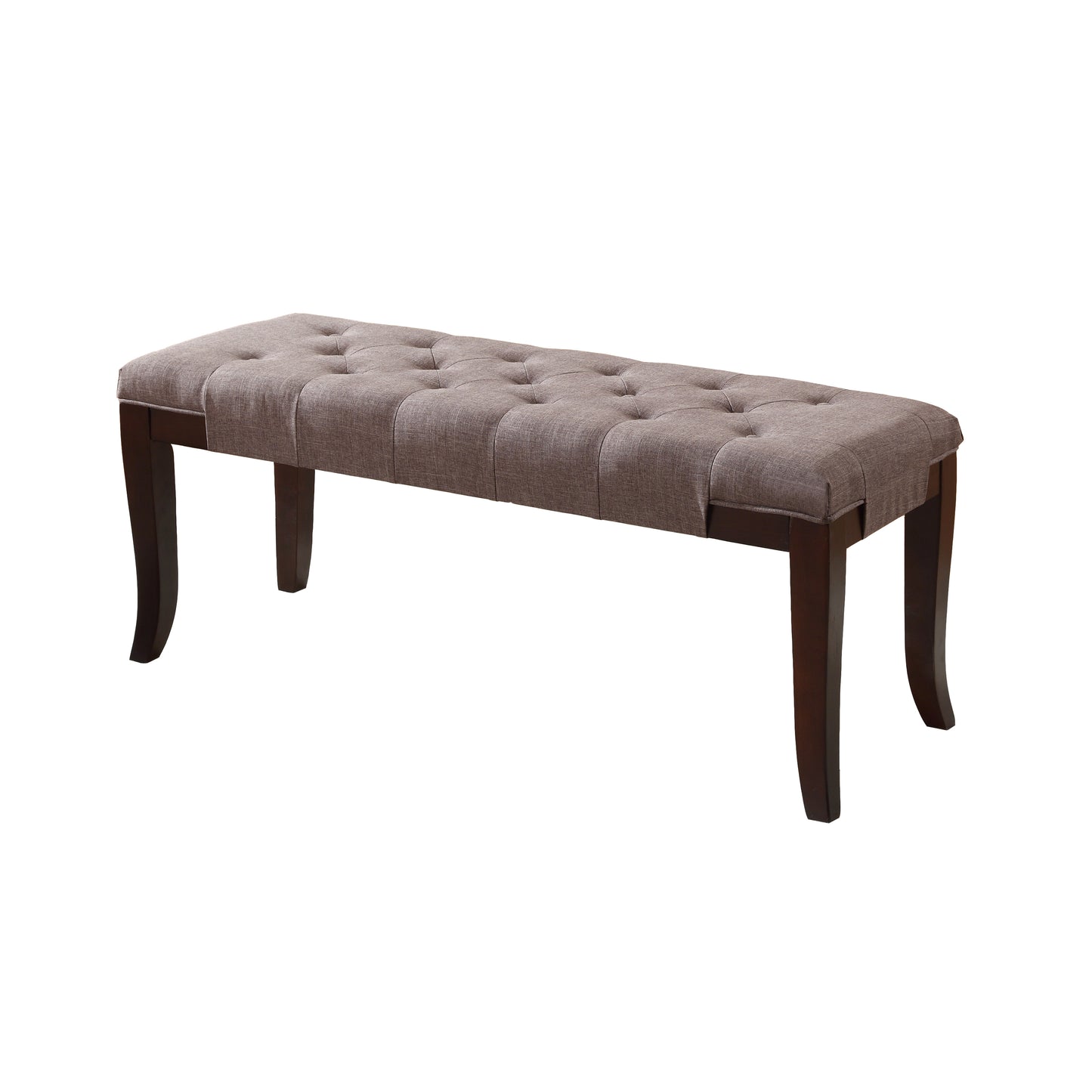 Linon Brown Fabric Tufted Ottoman Bench