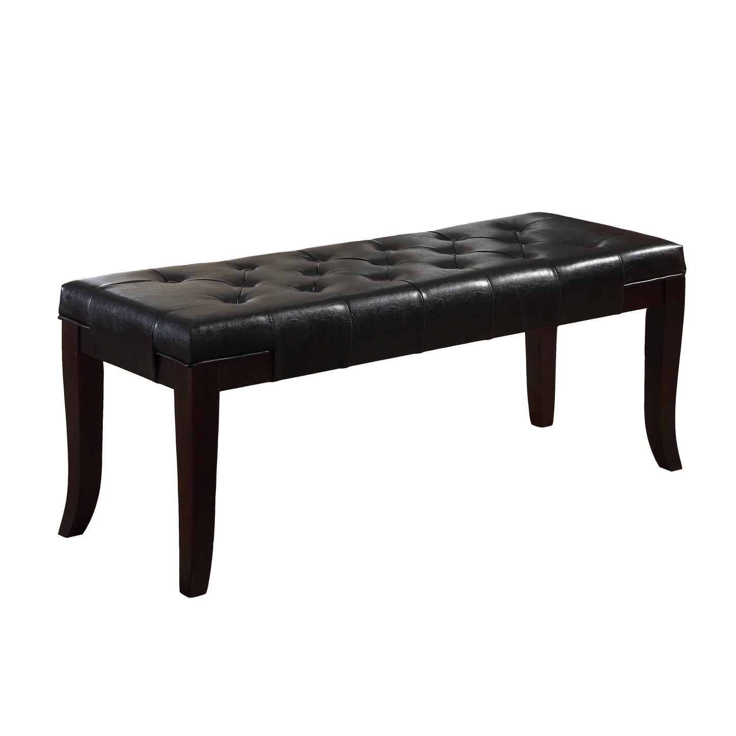 Linon Espresso Leather Tufted Ottoman Bench