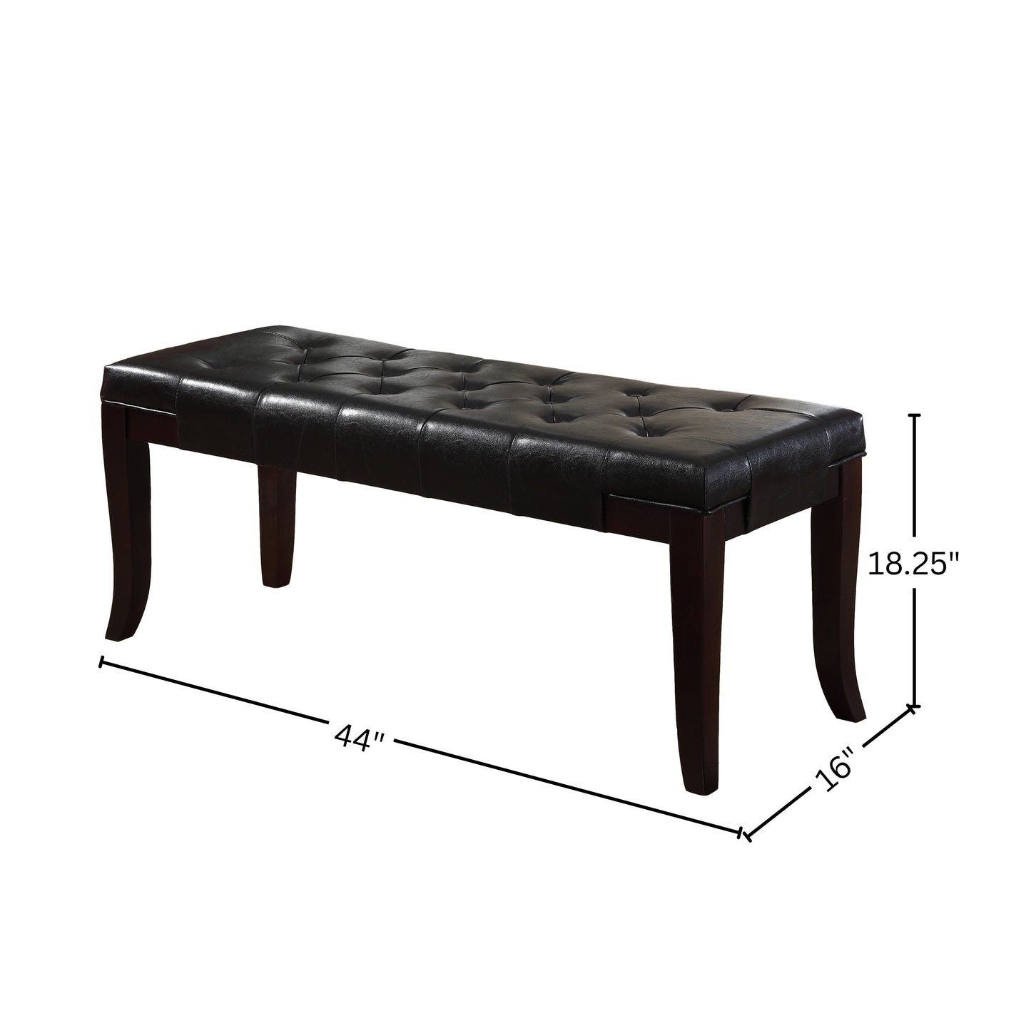 Linon Espresso Leather Tufted Ottoman Bench