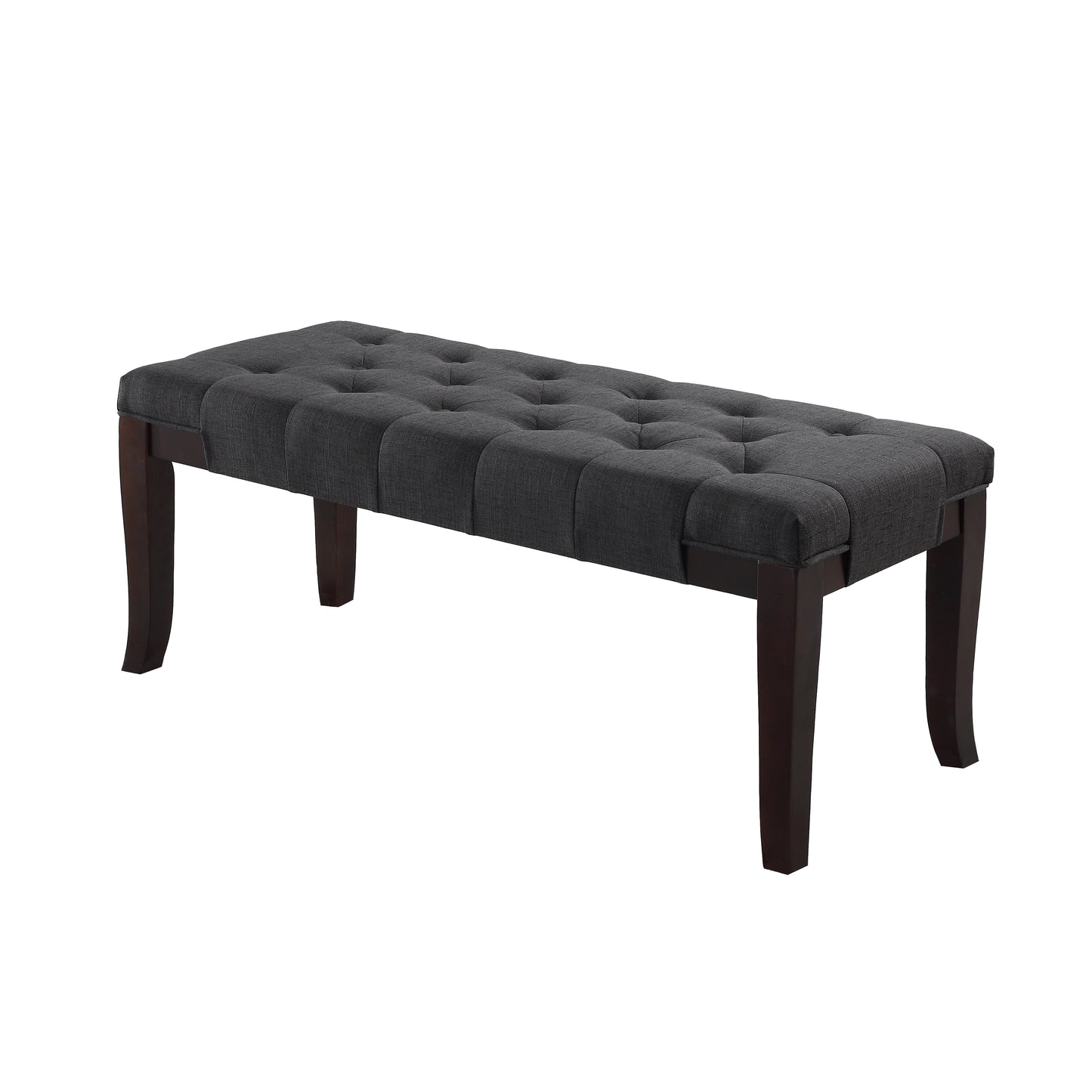 Linon Grey Fabric Tufted Ottoman Bench