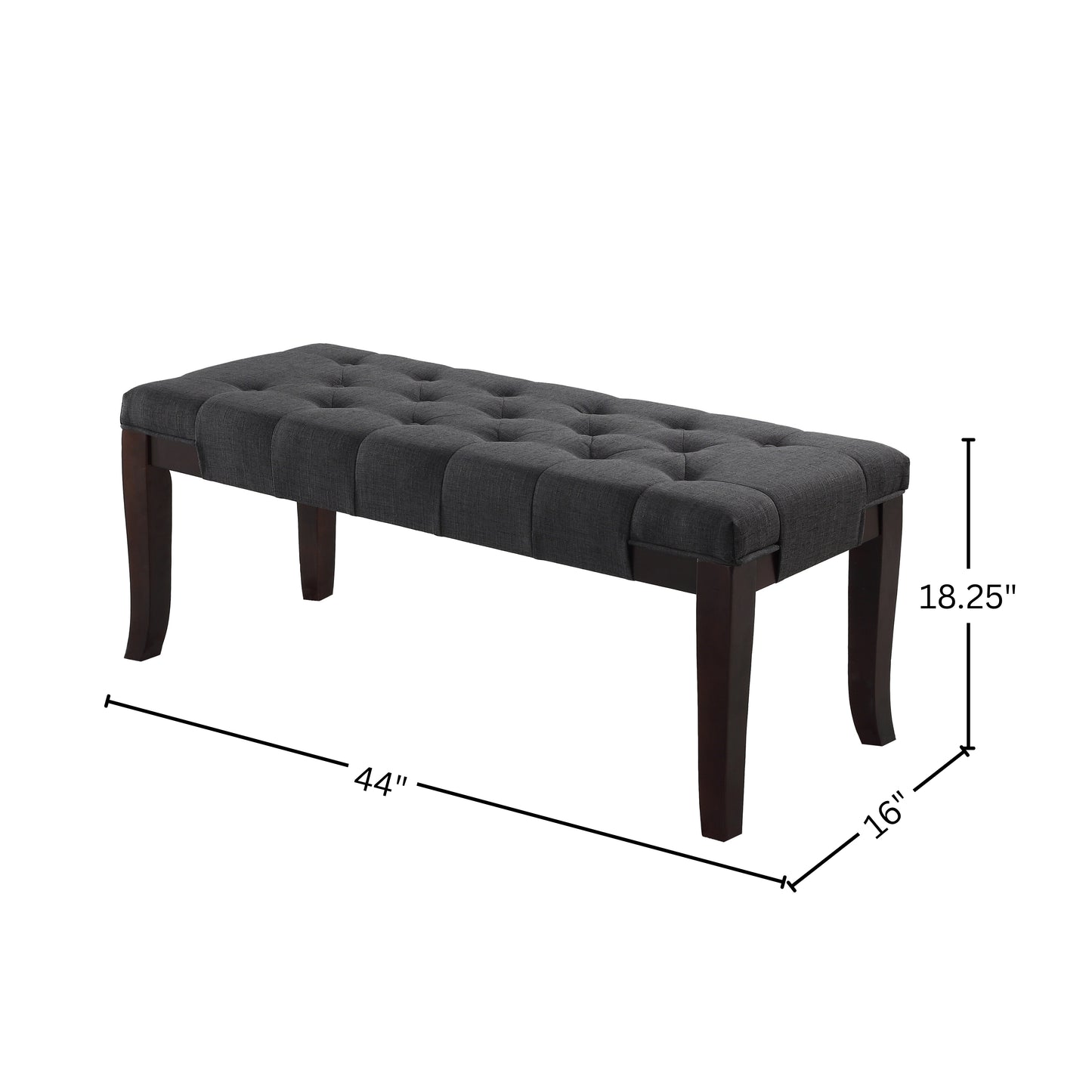 Linon Grey Fabric Tufted Ottoman Bench