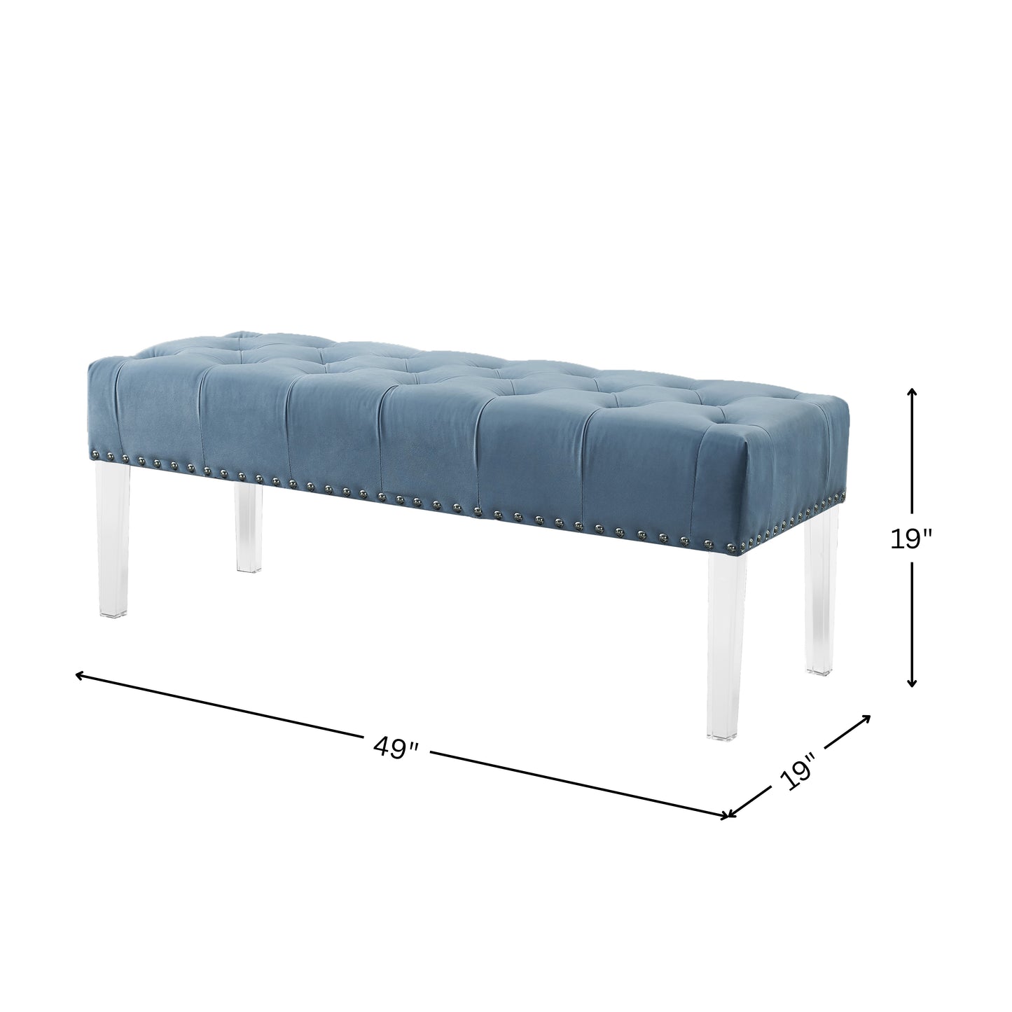 Valley Button tufted Velvet Upholstered Bench With Acrylic Leg