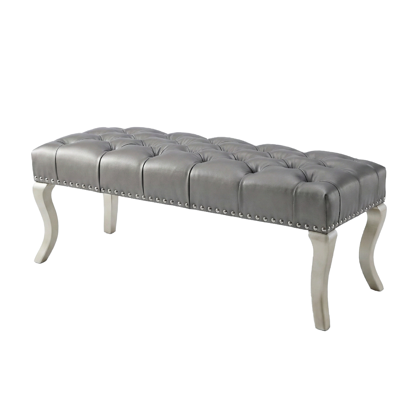 Decor Maxem Tufted Faux Leather Upholstered Seat with Nailhead Trim Bench