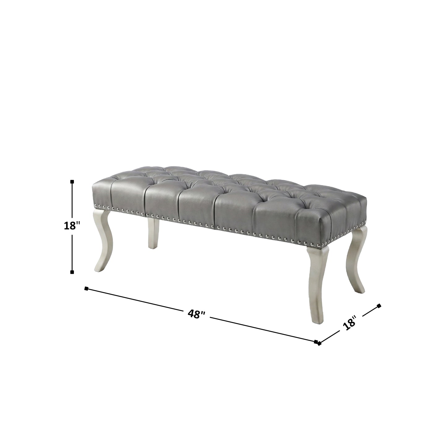 Decor Maxem Tufted Faux Leather Upholstered Seat with Nailhead Trim Bench