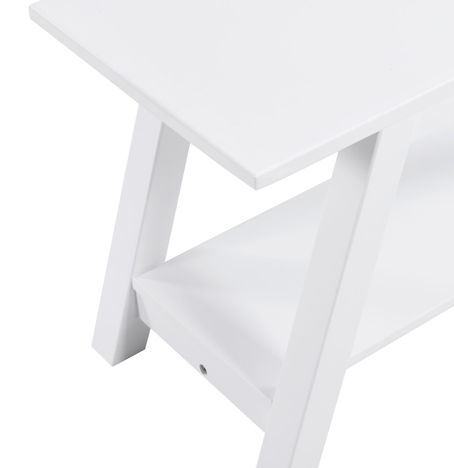 Roundhill Furniture Elyz Solid Wood Bench with Shelf, 36.10-Inch Long, White