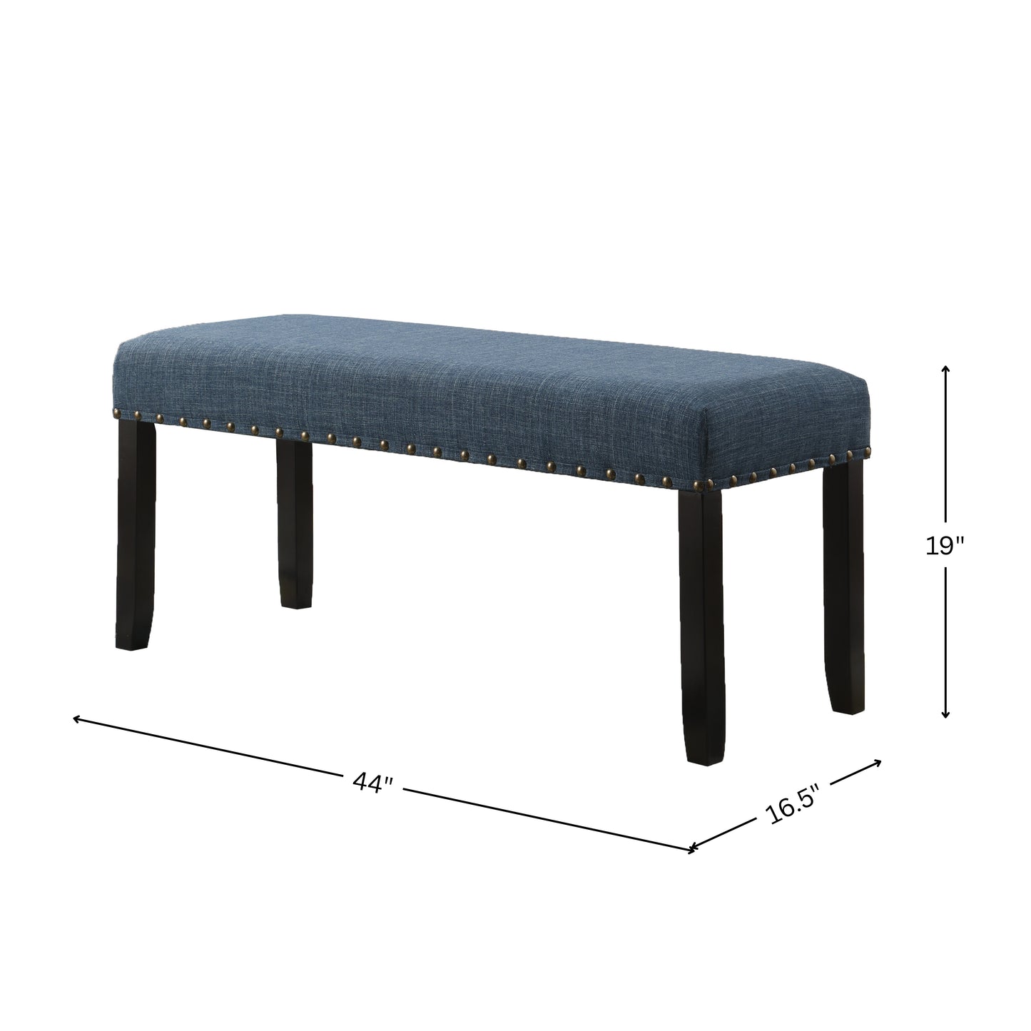 Roundhill Furniture Biony Fabric Dining Bench with Nailhead Trim