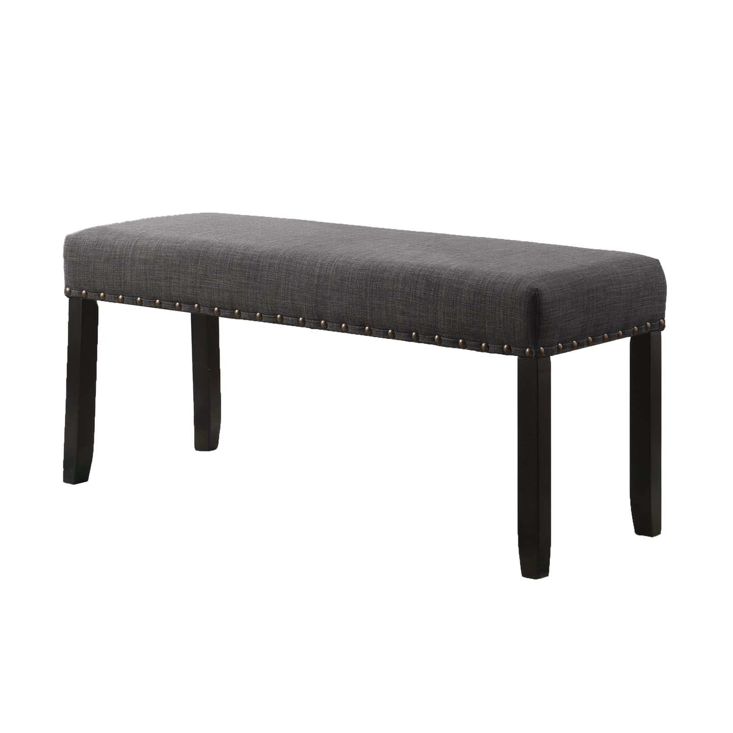 Biony Grey Fabric Dining Bench with Nailhead Trim