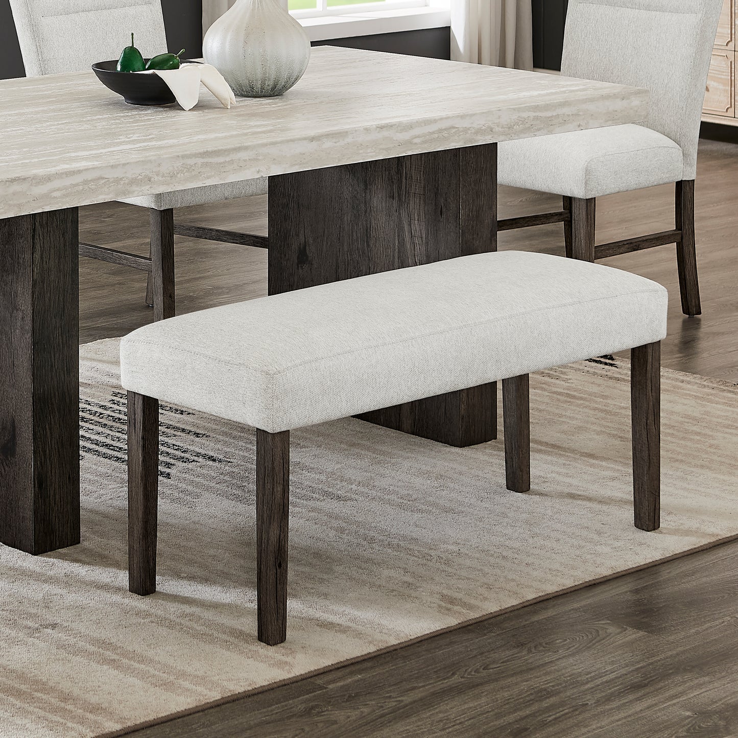 Tabner Sorlen Contemporary Upholstered Dining Bench, Gray