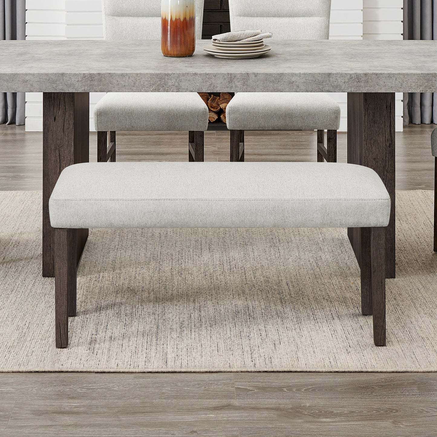 Tabner Sorlen Contemporary Upholstered Dining Bench, Gray