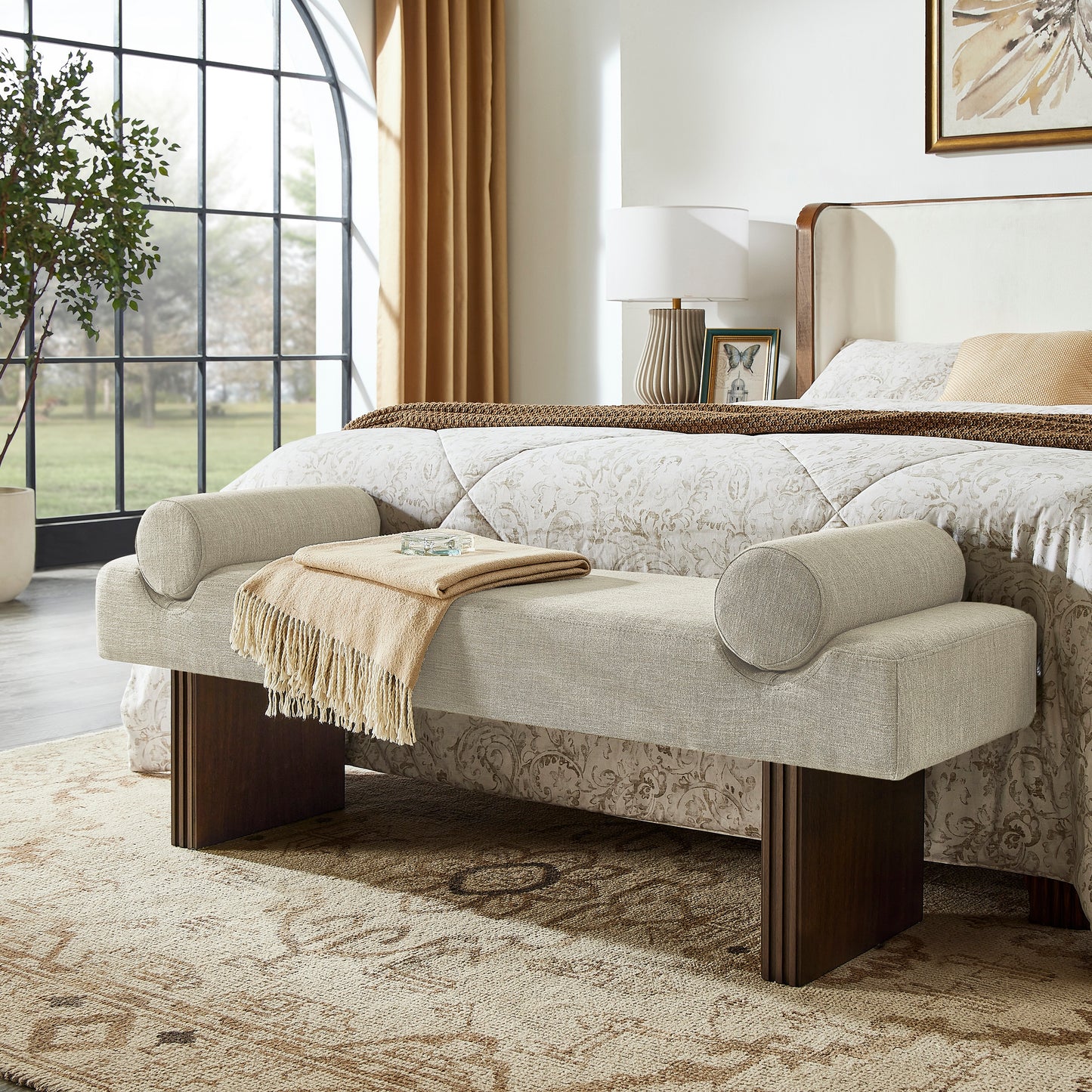 Roundhill Furniture Brooke Contemporary Upholstered Bench