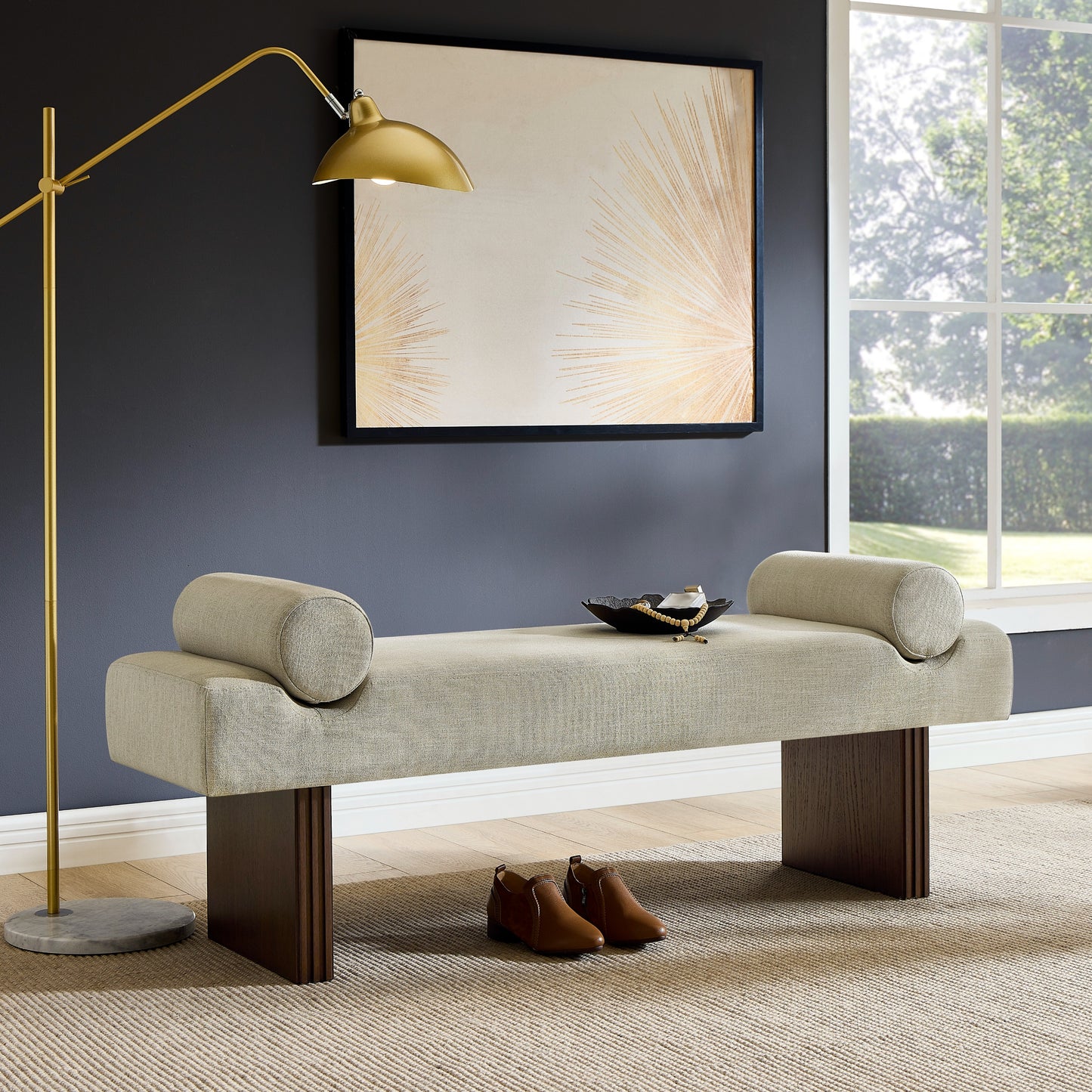 Roundhill Furniture Brooke Contemporary Upholstered Bench