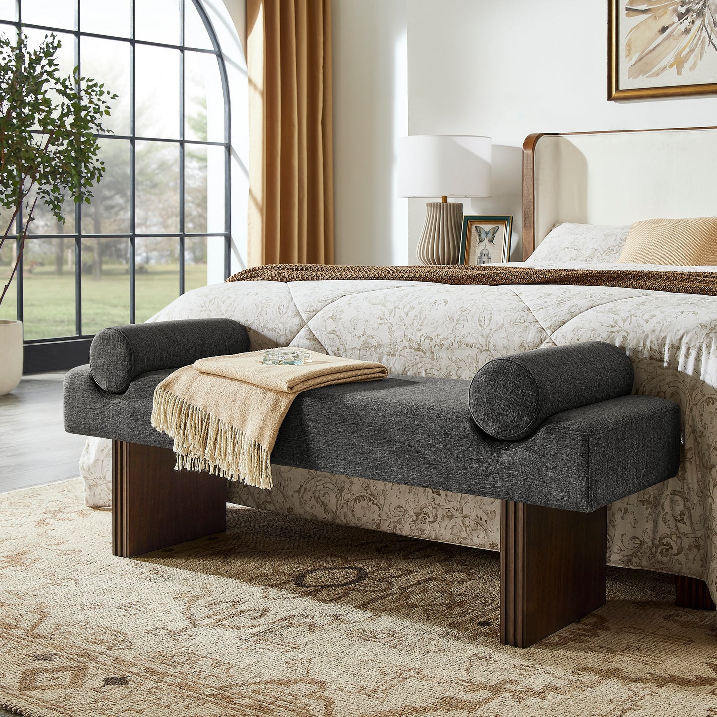 Roundhill Furniture Brooke Contemporary Upholstered Bench