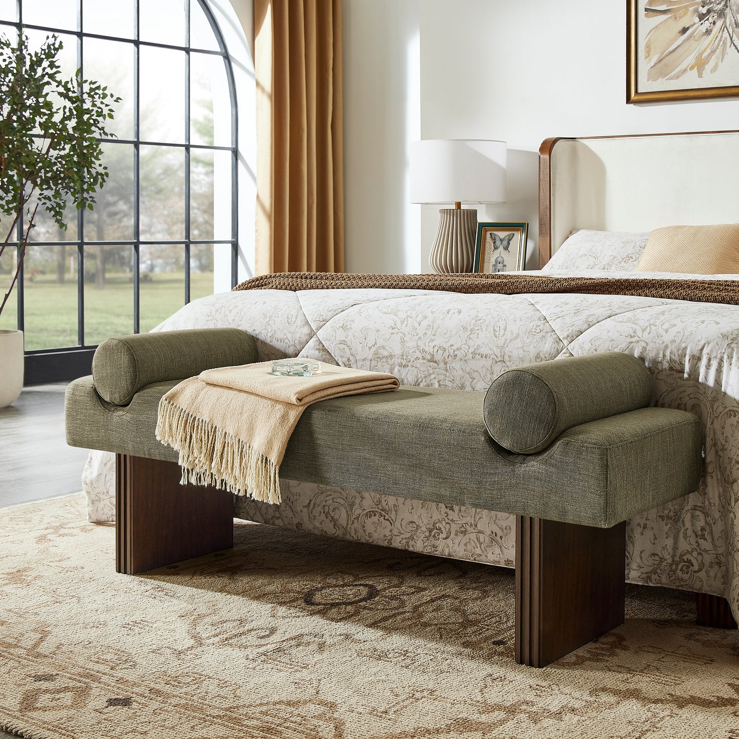 Roundhill Furniture Brooke Contemporary Upholstered Bench