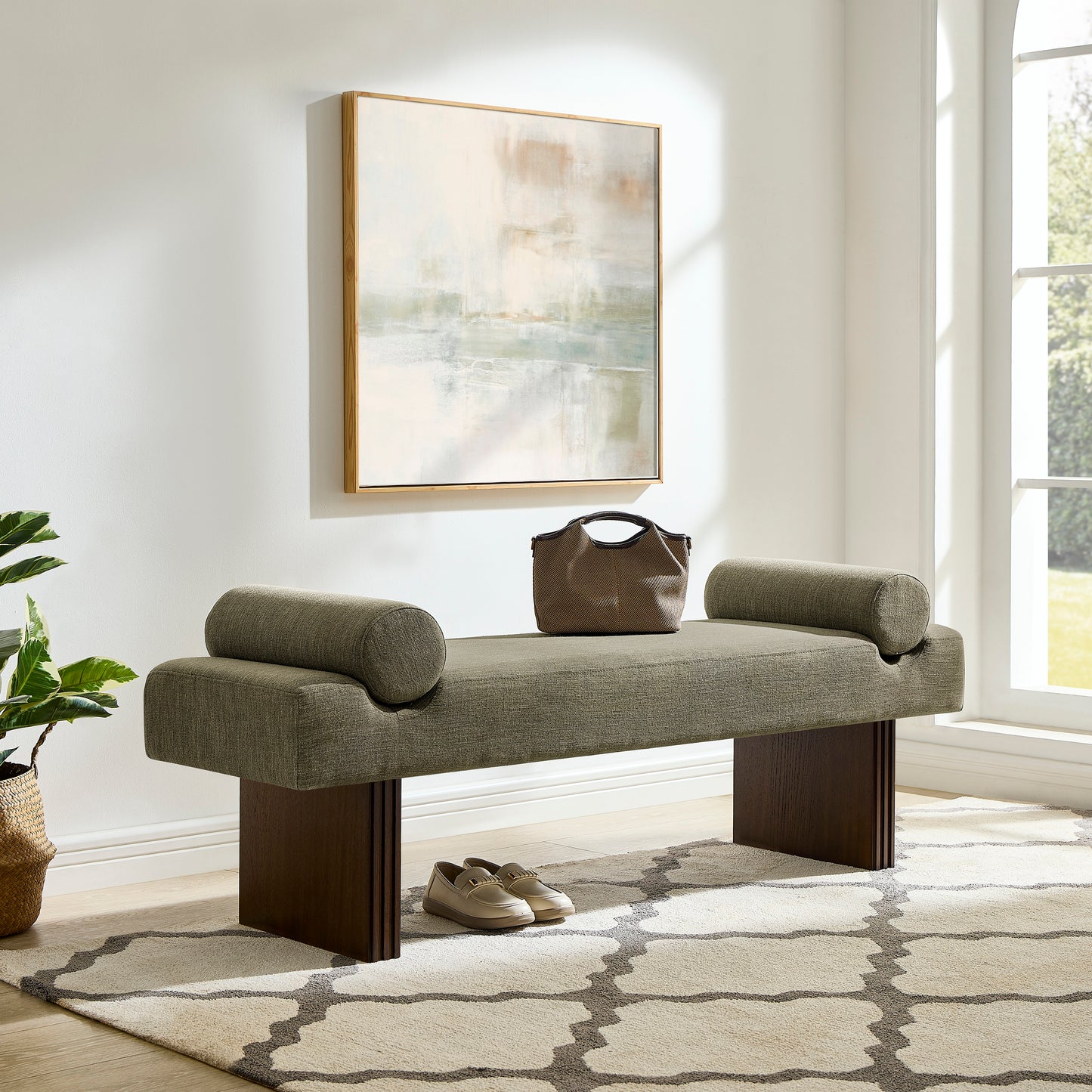 Roundhill Furniture Brooke Contemporary Upholstered Bench