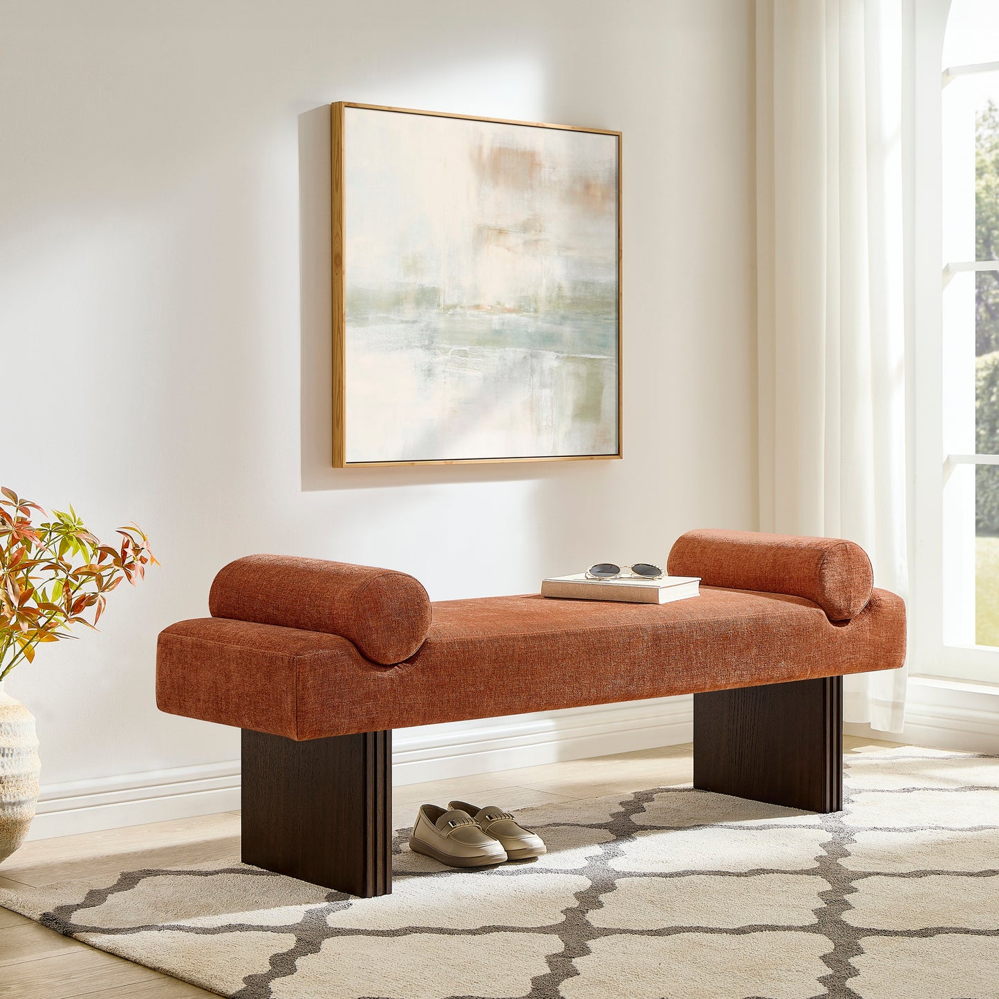 Roundhill Furniture Brooke Contemporary Upholstered Bench