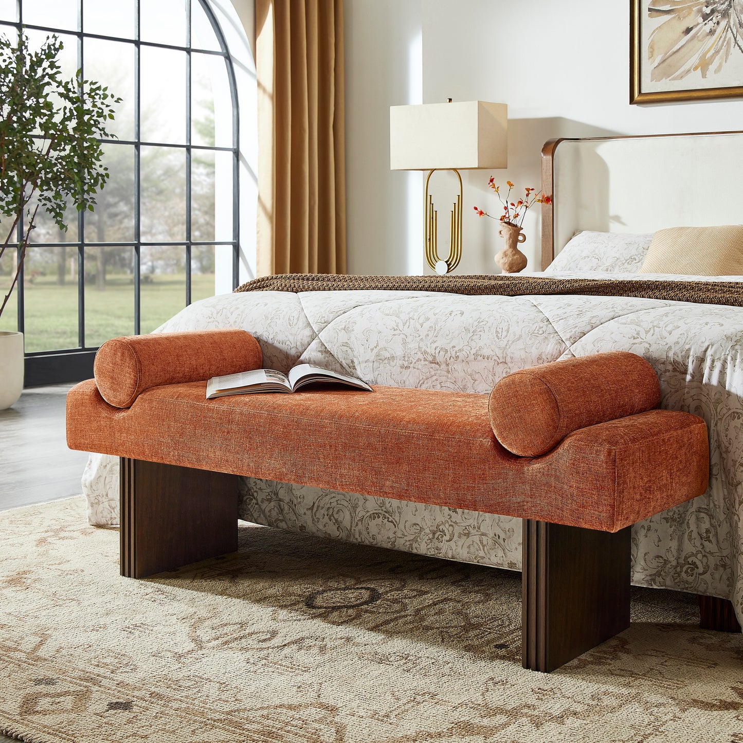 Roundhill Furniture Brooke Contemporary Upholstered Bench