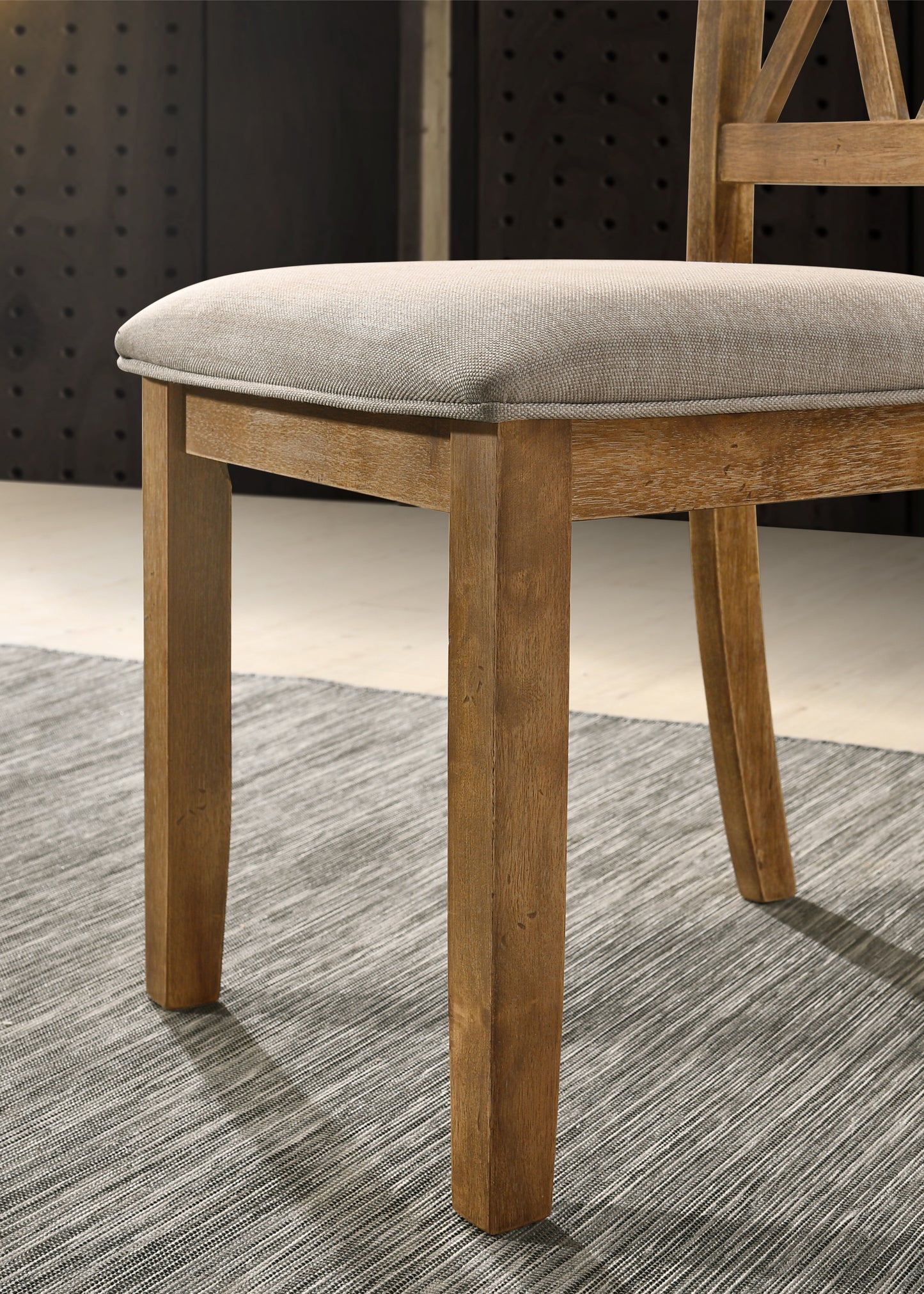 Windvale Fabric Upholstered Dining Chair Set of 2, Cottage Oak Finish