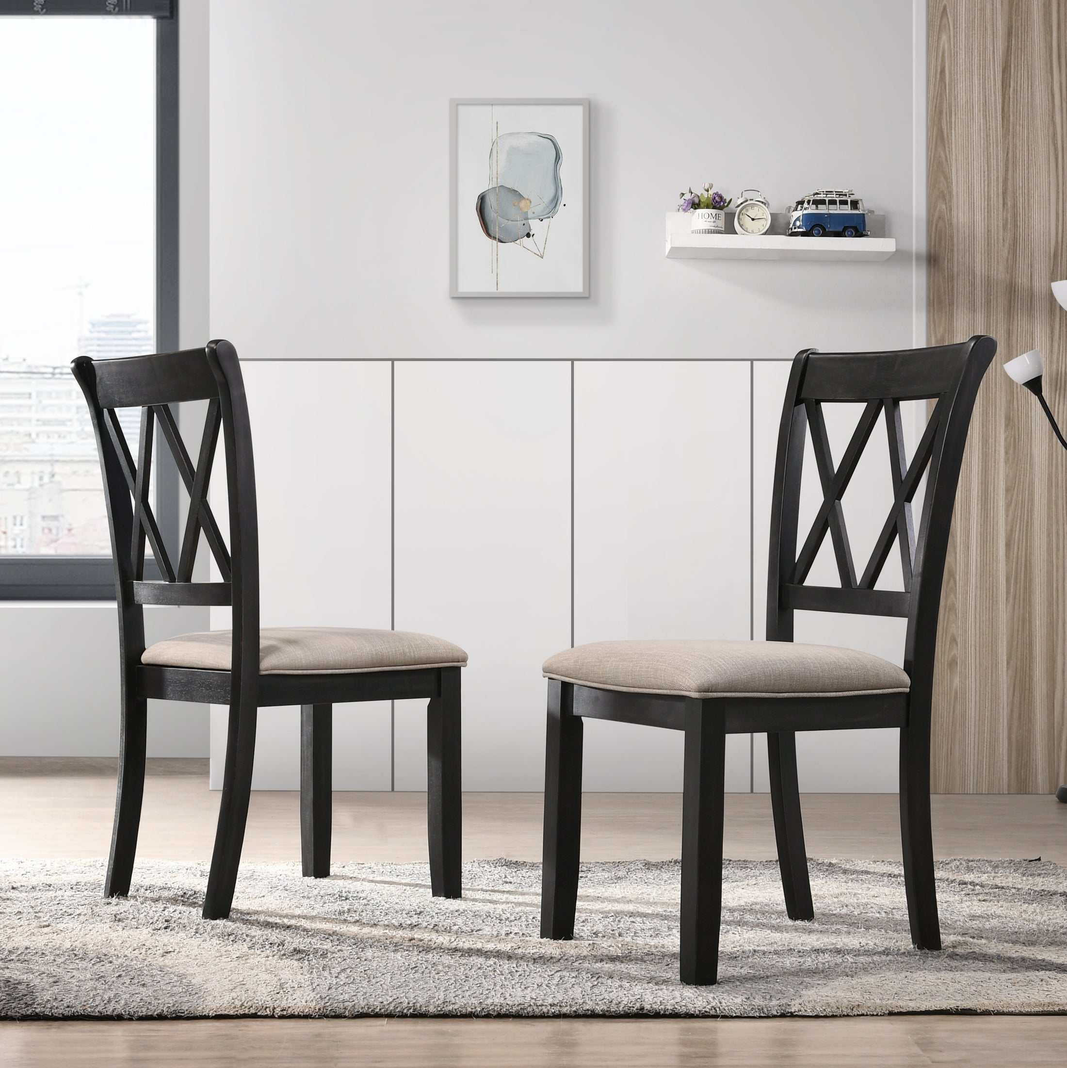 Windvale CrossBuck Wood 5Piece Dining Set Roundhill Furniture