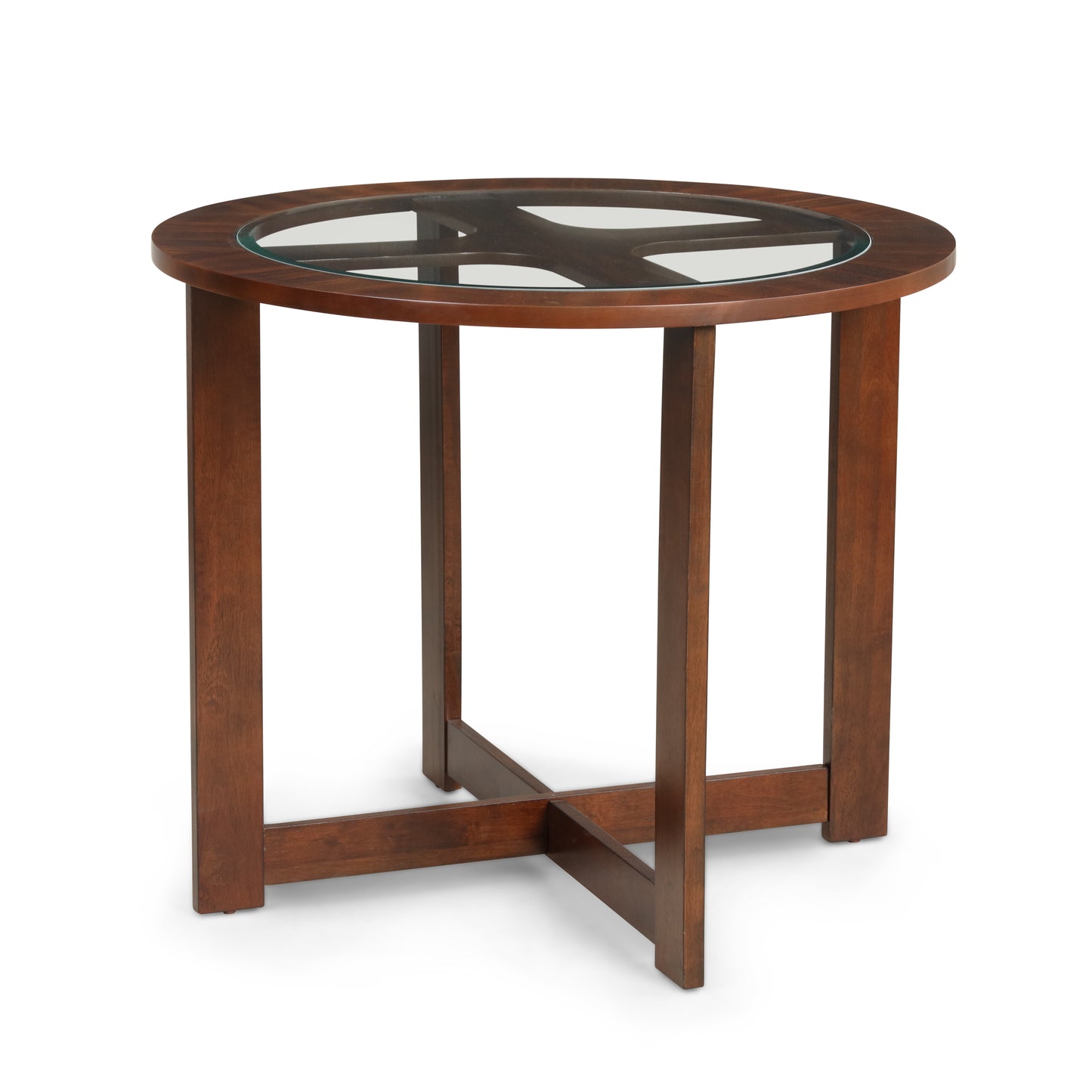 Solid Wood Glass Top Dining Table w/ 4 Chairs