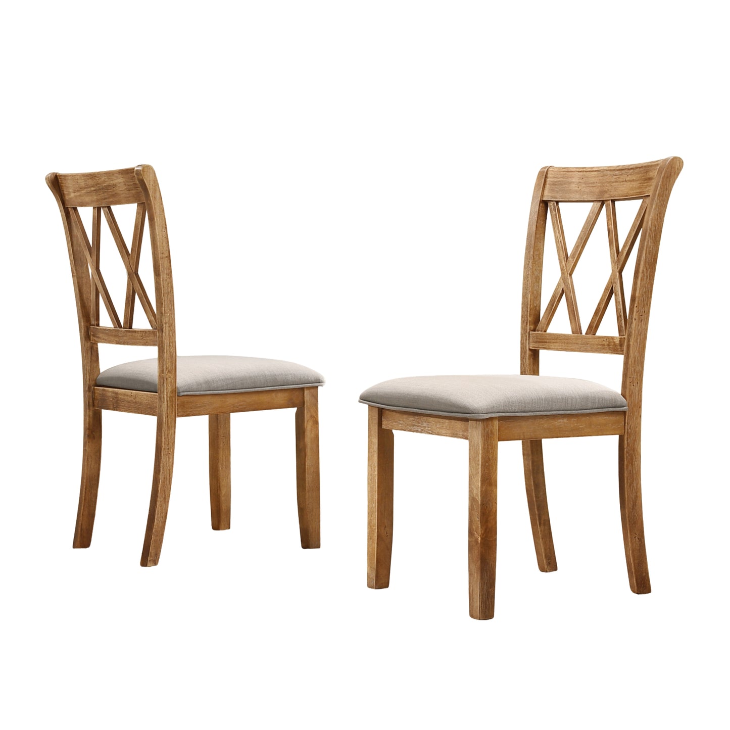Windvale Fabric Upholstered Dining Chair Set of 2, Cottage Oak Finish