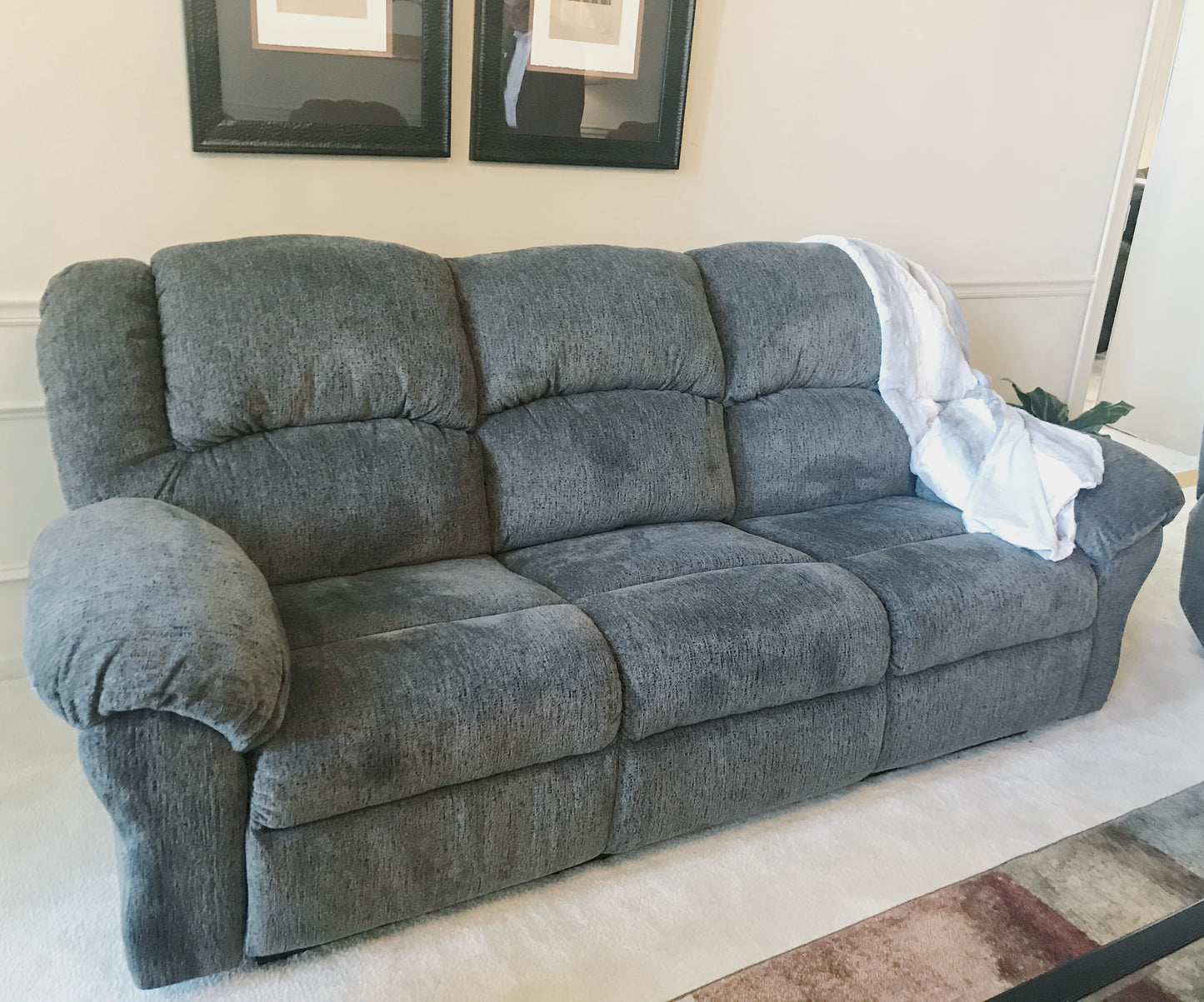 Dual Reclining Microfiber Reclining Sofa, Allure Grey