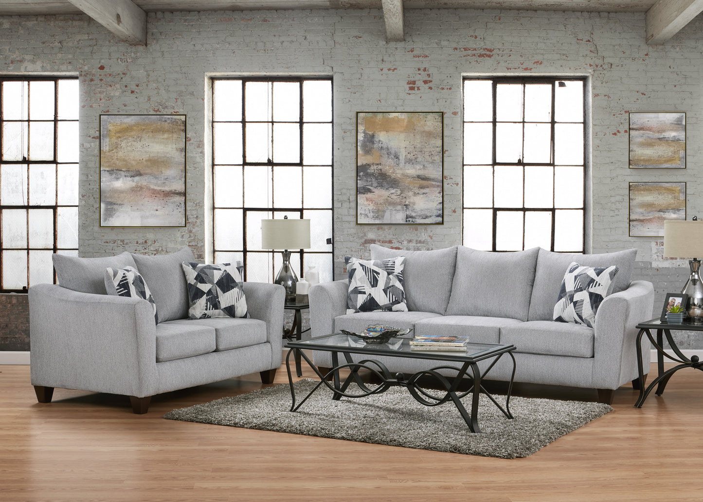 Duleek Upholstered Living Room Collection, Herringbone Silver