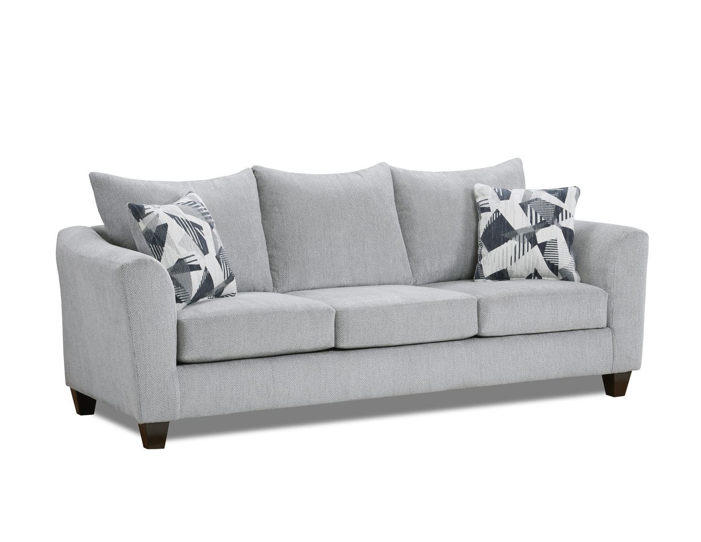 Duleek Upholstered Stationary Sofa, Herringbone Silver