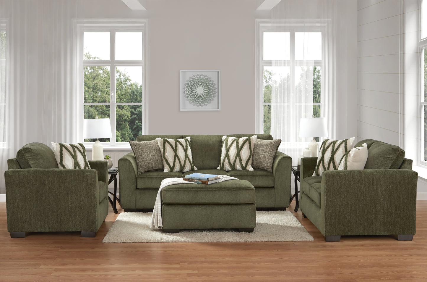 Roundhill Furniture Marvella Living Room Collection, Mosswood Chenille Upholstery