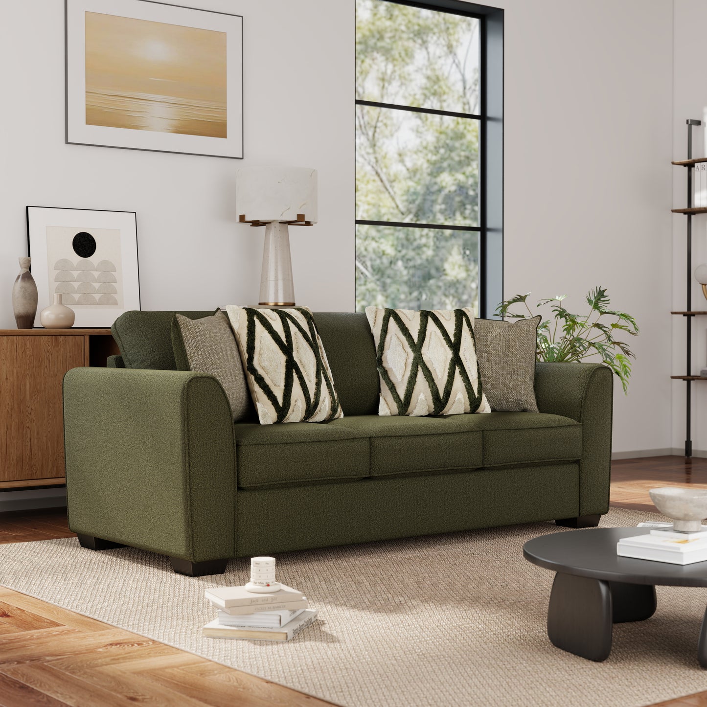 Roundhill Furniture Marvella Living Room Collection, Mosswood Chenille Upholstery