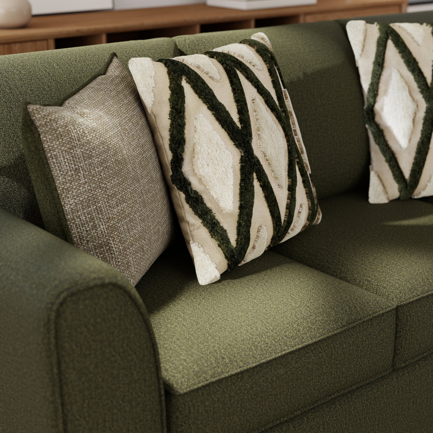 Roundhill Furniture Marvella Living Room Collection, Mosswood Chenille Upholstery