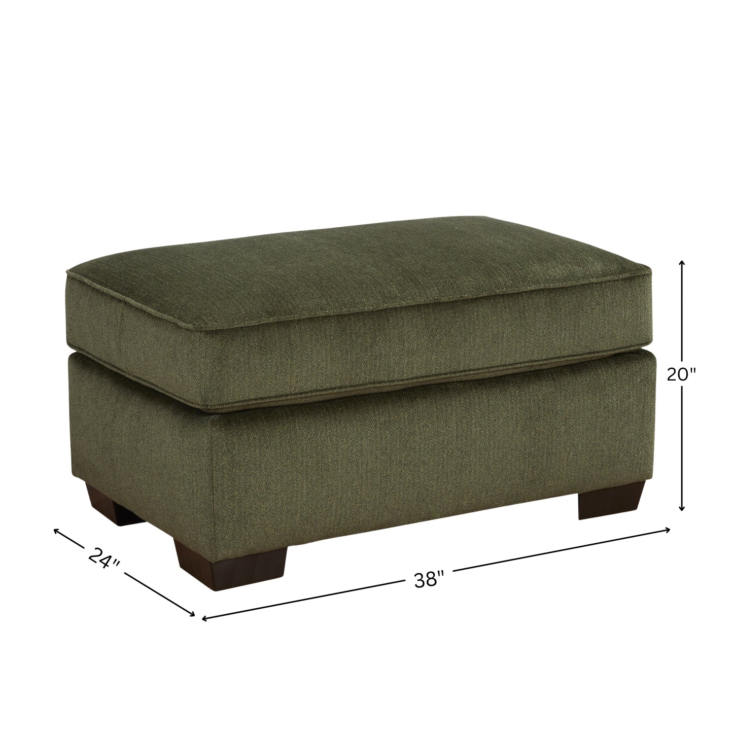 Roundhill Furniture Marvella Living Room Ottoman with Mosswood Chenille Upholstery