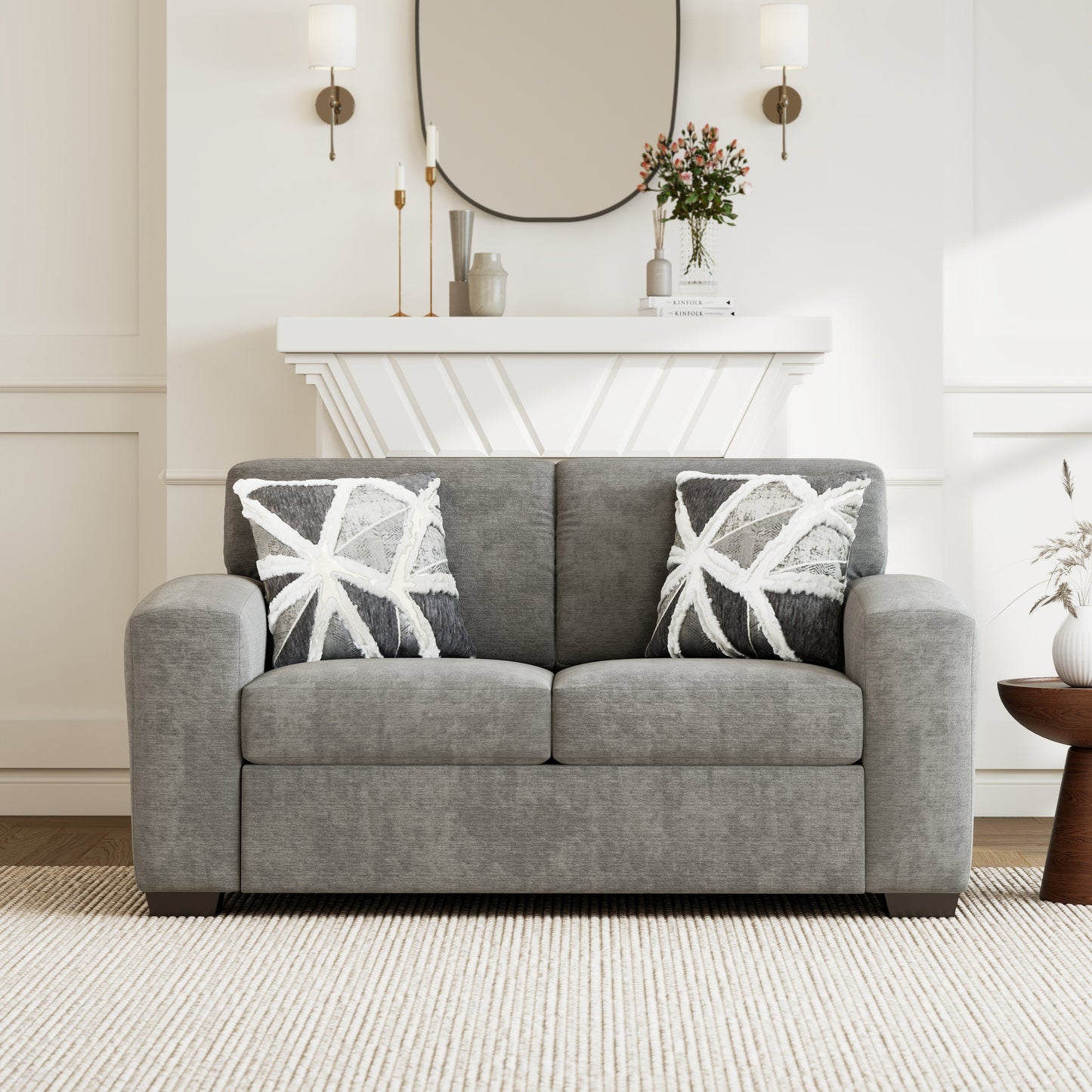 Roundhill Furniture Arden Living Room Loveseat, Posh Gray