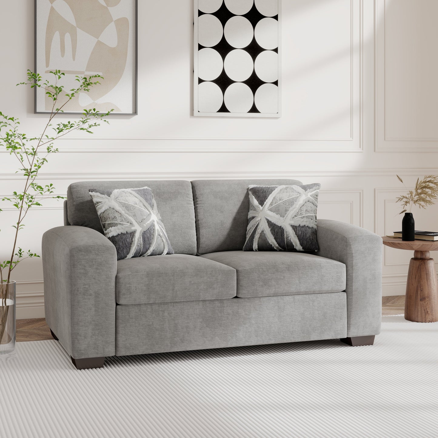 Roundhill Furniture Arden Living Room Loveseat, Posh Gray