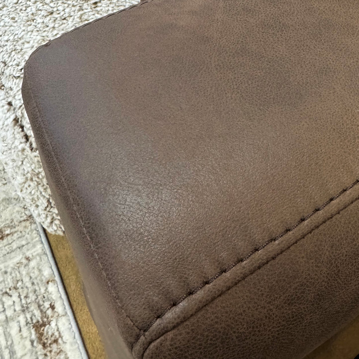 Roundhill Furniture Marvella Living Room Collection, Chocolate Faux Leather Upholstery and Curly Shearling Cushions
