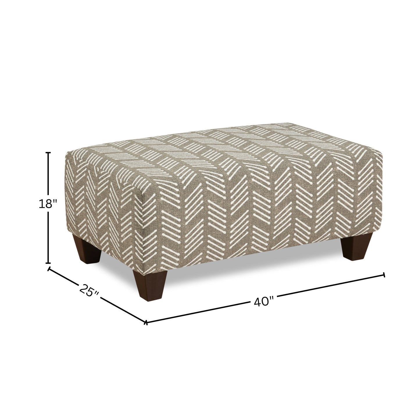 Roundhill Furniture Marvella Living Room Ottoman, Herringbone-Inspired Fabric Upholstery