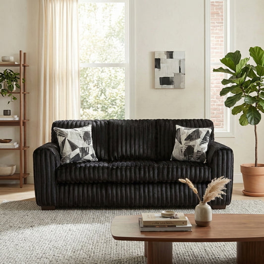 Roundhill Furniture Nolan Contemporary Upholstered Sofa, Lush Black