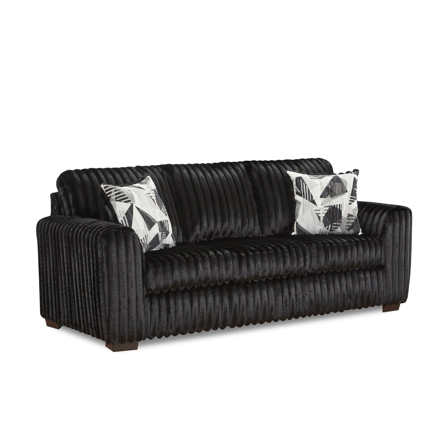 Roundhill Furniture Nolan Contemporary Upholstered Sofa, Lush Black