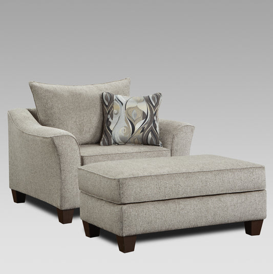 Camero Platinum Fabric Accent Chair and Ottoman Set