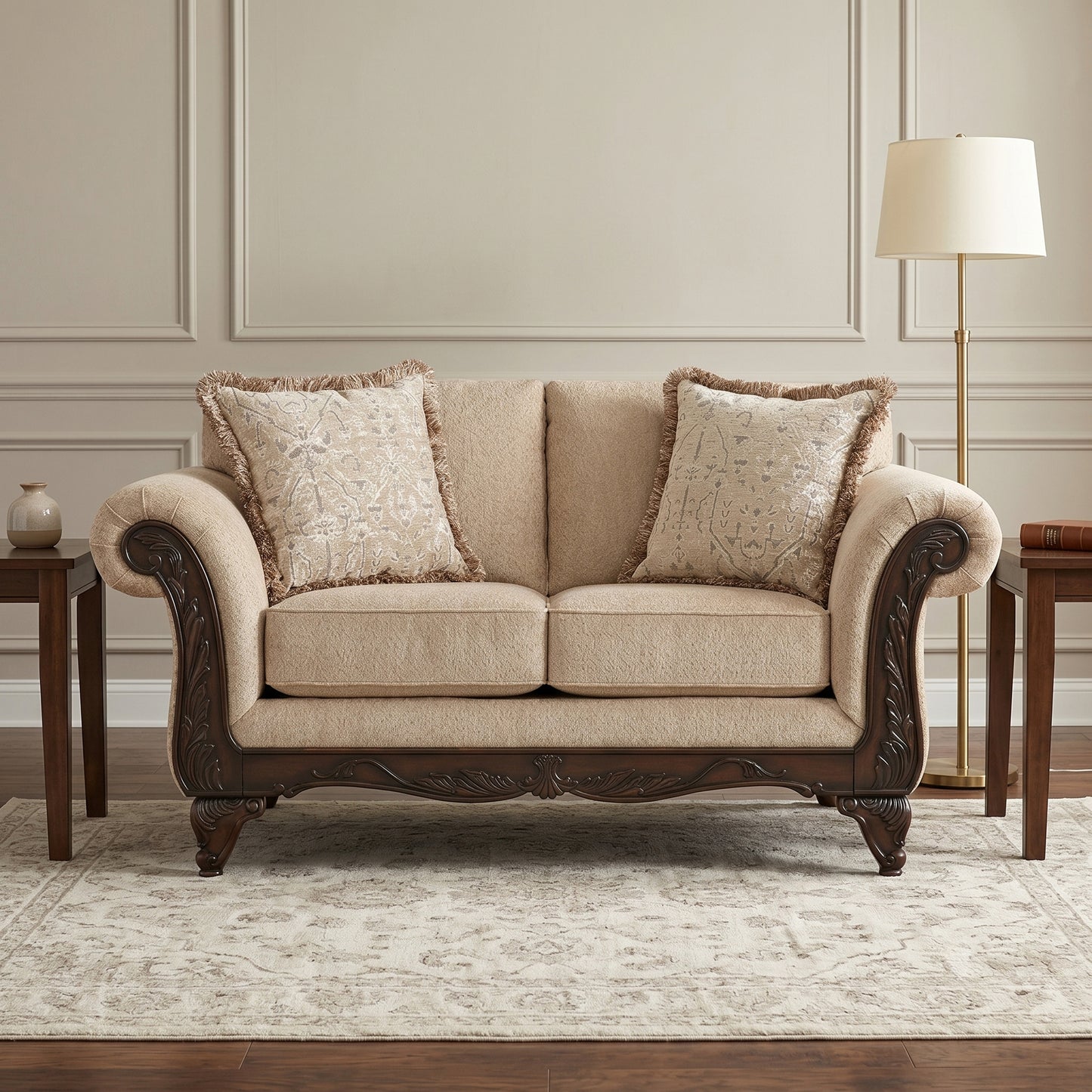 Hernen Carved Wood Frame Living Room Collection